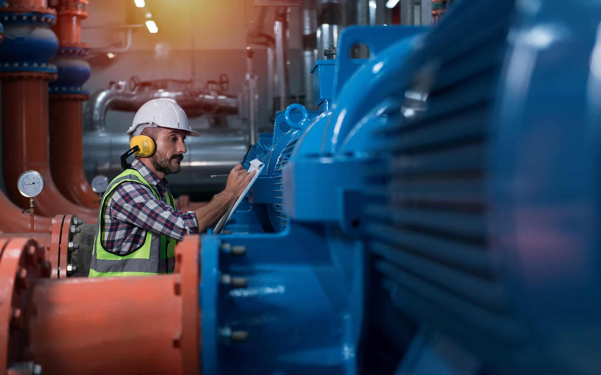 Mechanical engineer Checking of centrifugal pump in pump room Mechanical Engineer Checking Of Centrifugal Pump In Pump Room